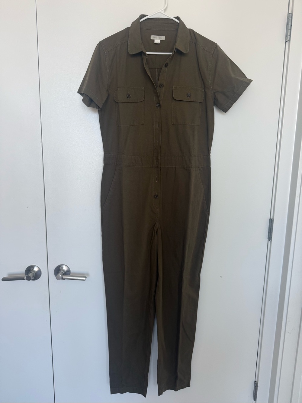 Olive Short-Sleeve Utility Jumpsuit